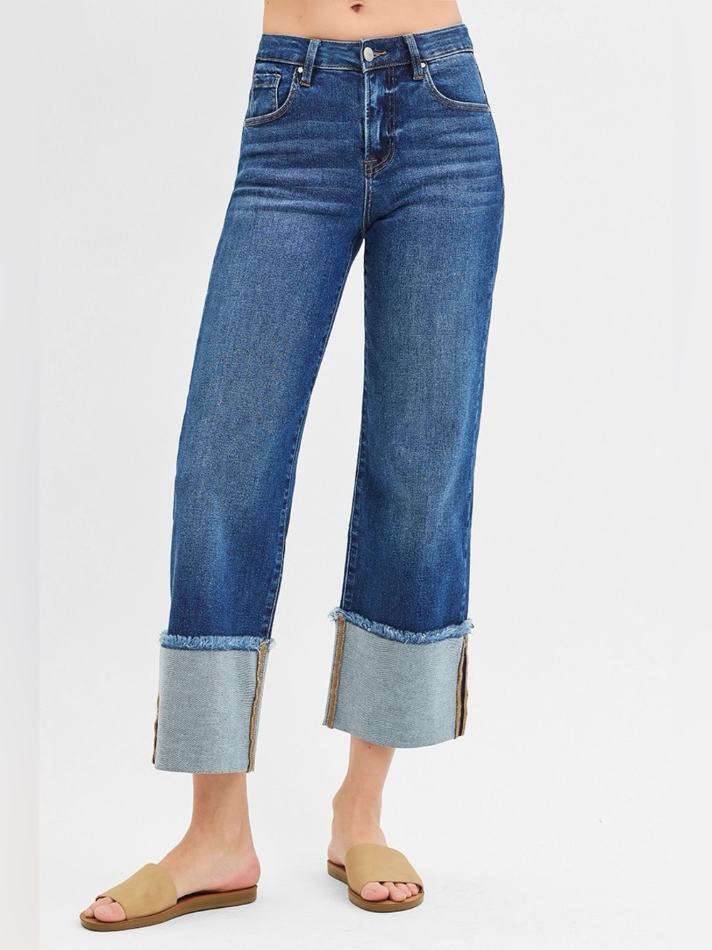 Women’s Blue Wide Crop Jeans - Picture 7 of 7